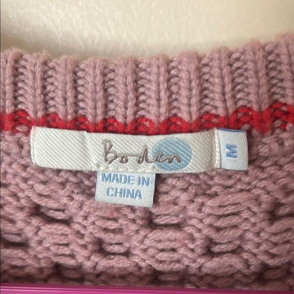 Boden Red and Pink Cable Knit Crew Neck Sweater - Picture 2 of 6